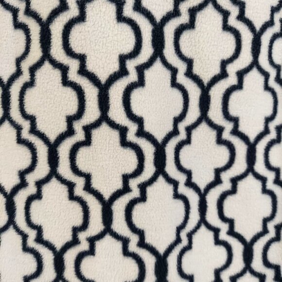 Lands' End Thermacheck Black & White Damask Print Quarter Zip Fleece Pullover - Picture 5 of 7